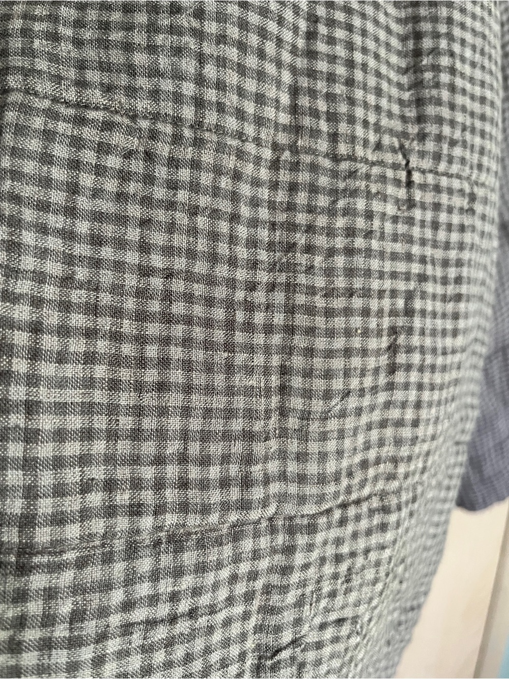 Eileen Fisher Organic Linen Puff stand Up Collar Jacket Grey Check Sz S / P - Picture 8 of 11